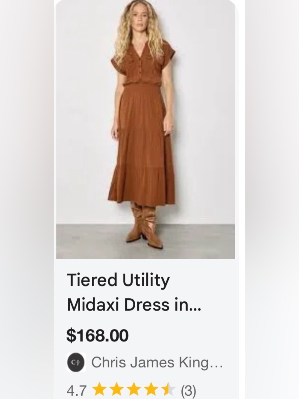 SOLD APRICOT 🍑 Rust-Brown Tiered Maxi Dress with Button - Picture 7 of 7
